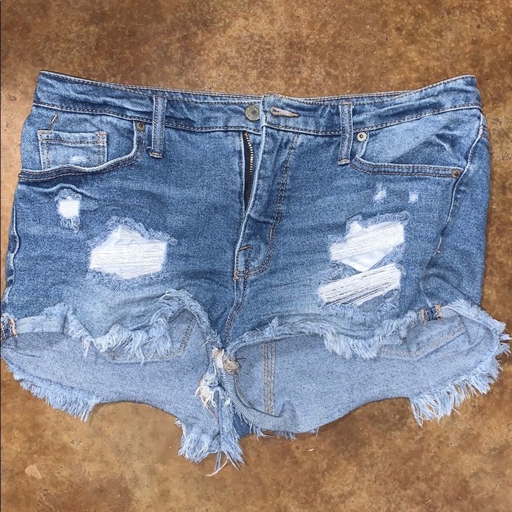 Ripped jean shorts